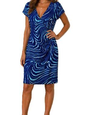 Jones New York Vibrant Blue and White Midi Dress